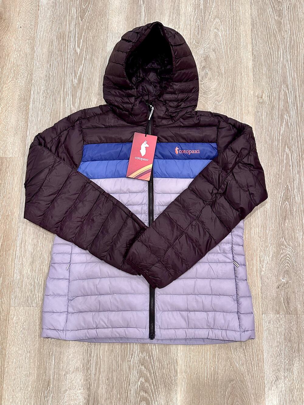 Cotopaxi Fuego Down Hooded Jacket - Women's Small, Coffee/Quartz, NWT